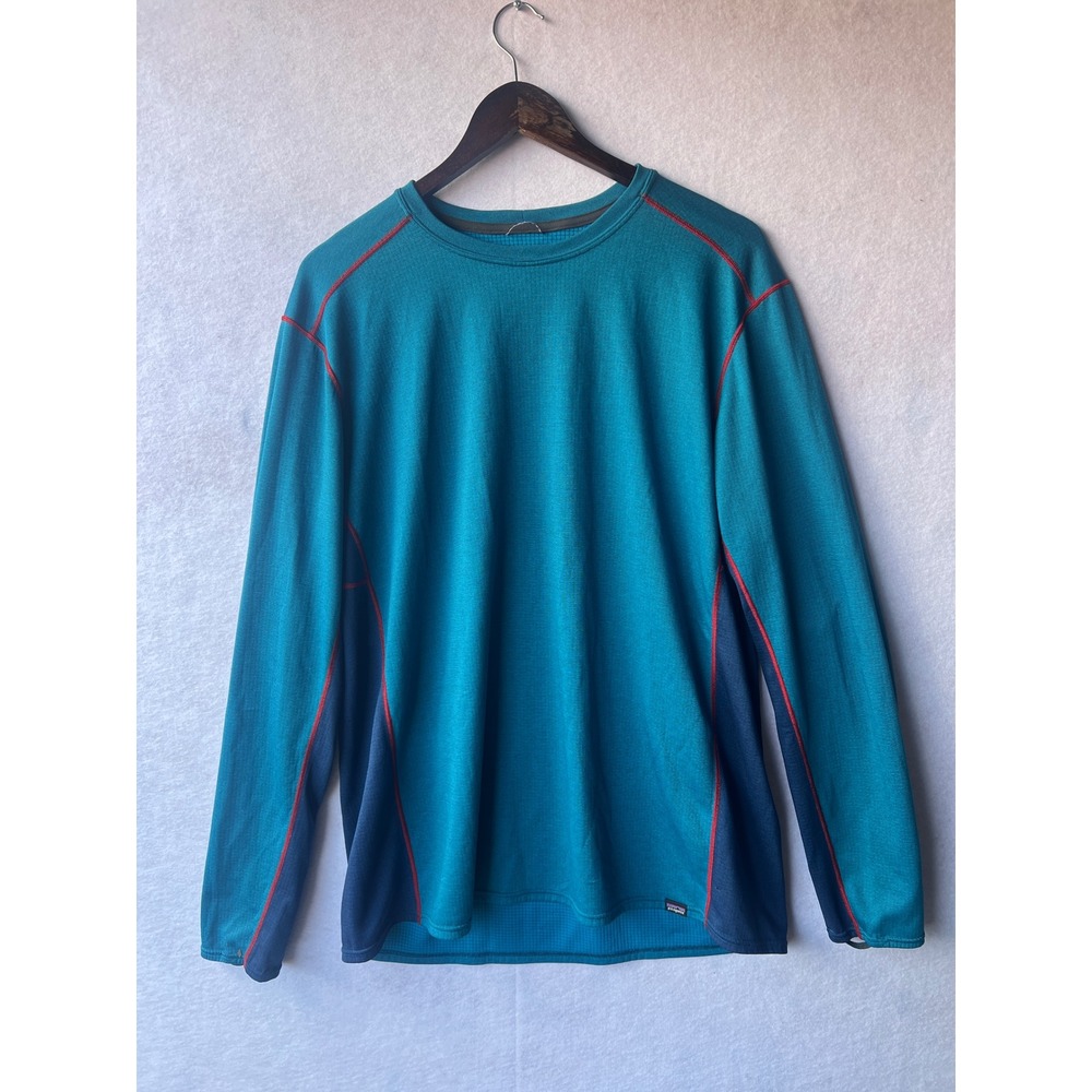 Patagonia Capilene Midweight Mens XXL Teal Blue Polartec Grid Baselayer Top